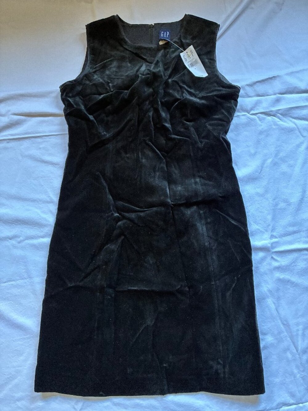 NWT Vintage 90s GAP Black Velvet Sleeveless Mini Shift Dress Size 4